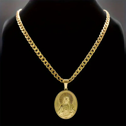 COLLAR SAGRADO CORAZÓN DE JESUS EN ORO LAMINADO 18K